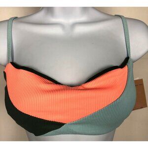 Reef Bikini Top Women Size L Blue Orange Green Square Neck New with Tags